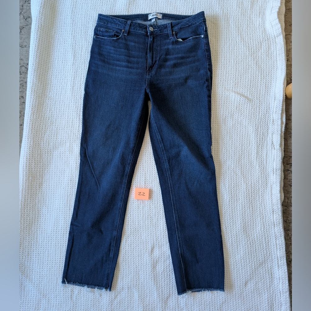 Paige Cindy Straight Jean // Dark Wash